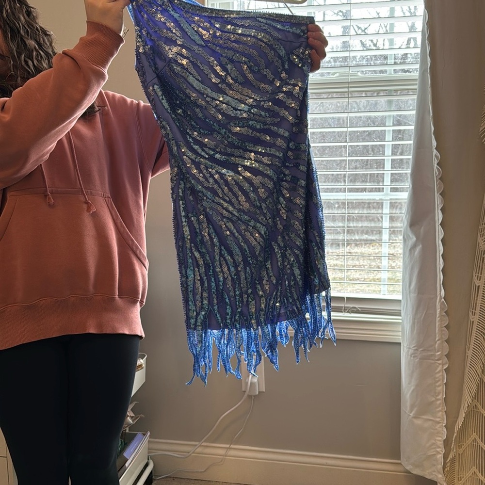 Blue Sequin Mini Dress